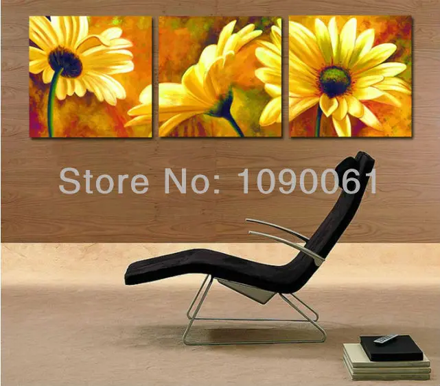 Hand Painted Yellow Flowers Oil Painting Sunflower Wall